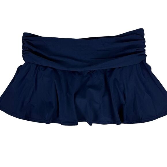 Lands End Deep Sea Blue Shirred Swim Mini Skirt size 18 NEW - Picture 3 of 6